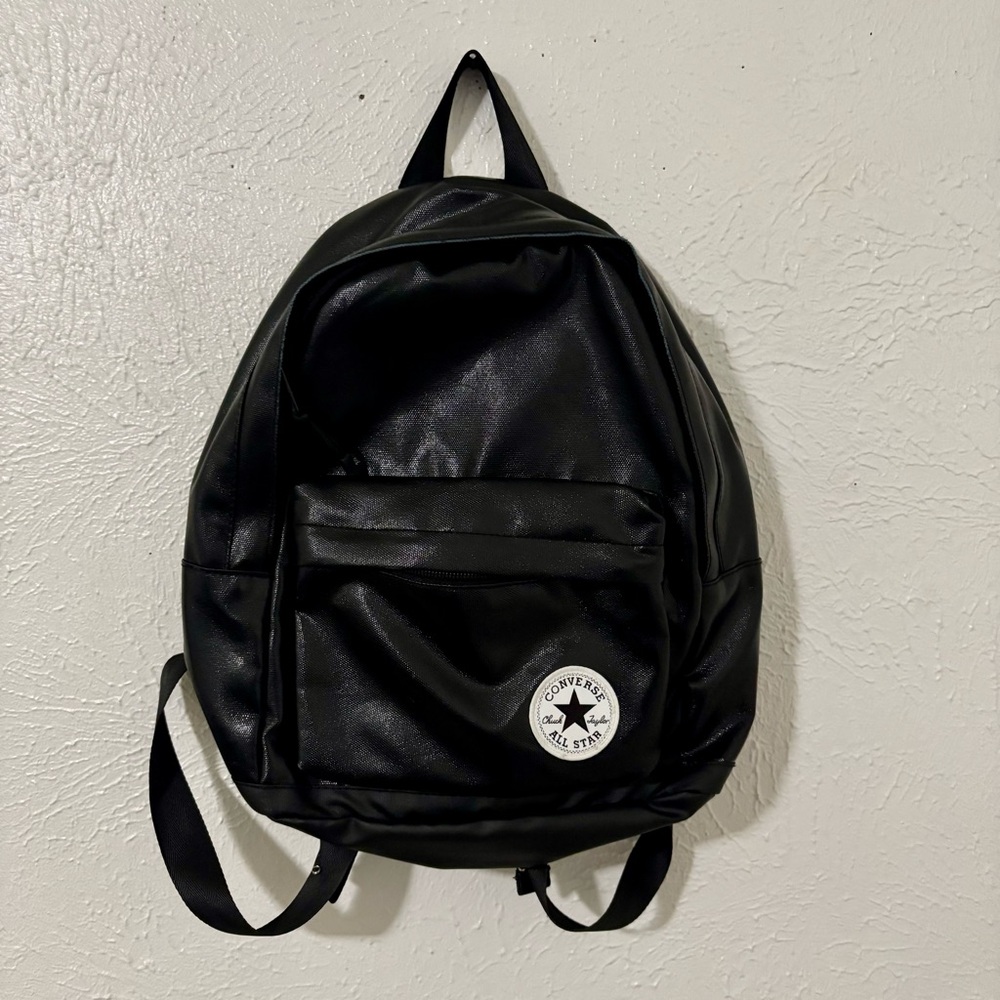 Converse Black Canvas small Backpack with Logo
